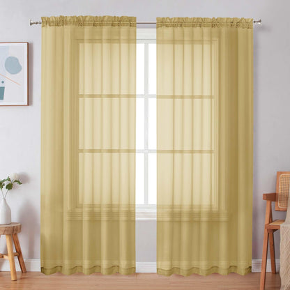 Simplebrand Black Sheer Curtains 84 Inches Long 2 Panels for Living Room