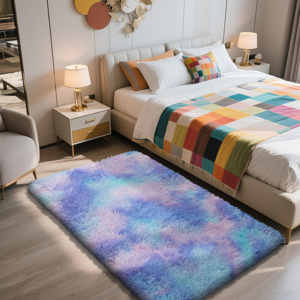 8x10 Fluffy Area Rugs for Living Room,Black Large Shag Area Rug for Bedroom