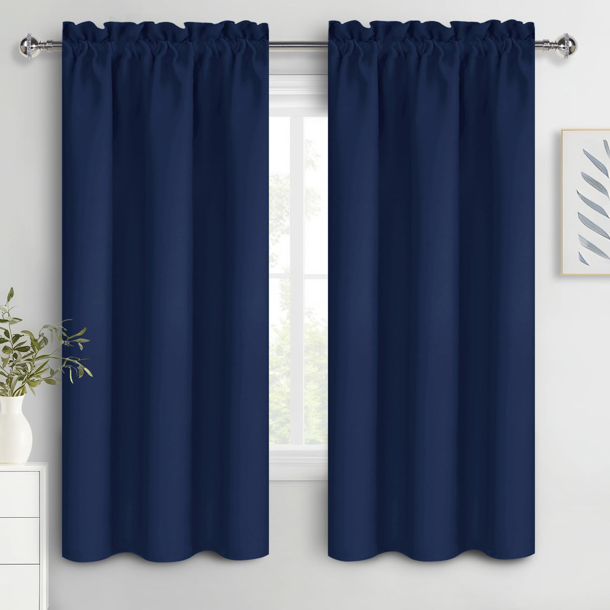 DWCN Blackout Curtains for Bedroom Living Room 42 x 63 Inch Long Black