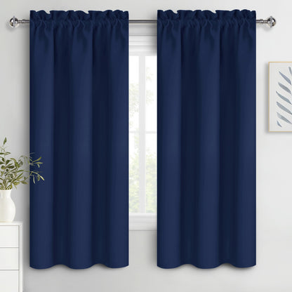 DWCN Blackout Curtains for Bedroom Living Room 42 x 63 Inch Long Black