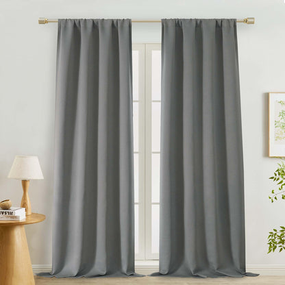 Lecloud Sage Green Room Darkening Curtains 54 Inch Length 2 Panels, Window Curtains for Bedroom, Energy Thermal Insulating Rod Pocket Curtain Drapes for Small Window, 40" W x 54" L
