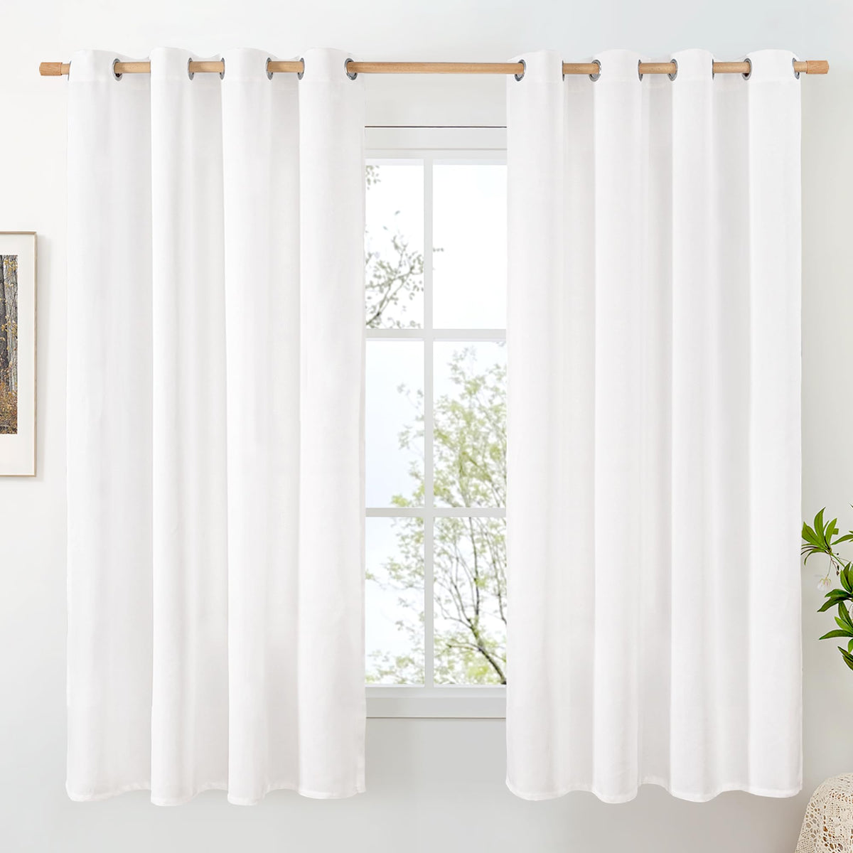 BGment Oatmeal Linen Curtains 84 Inch Length 2 Panels Set for Living Room
