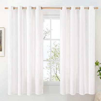 BGment Oatmeal Linen Curtains 84 Inch Length 2 Panels Set for Living Room