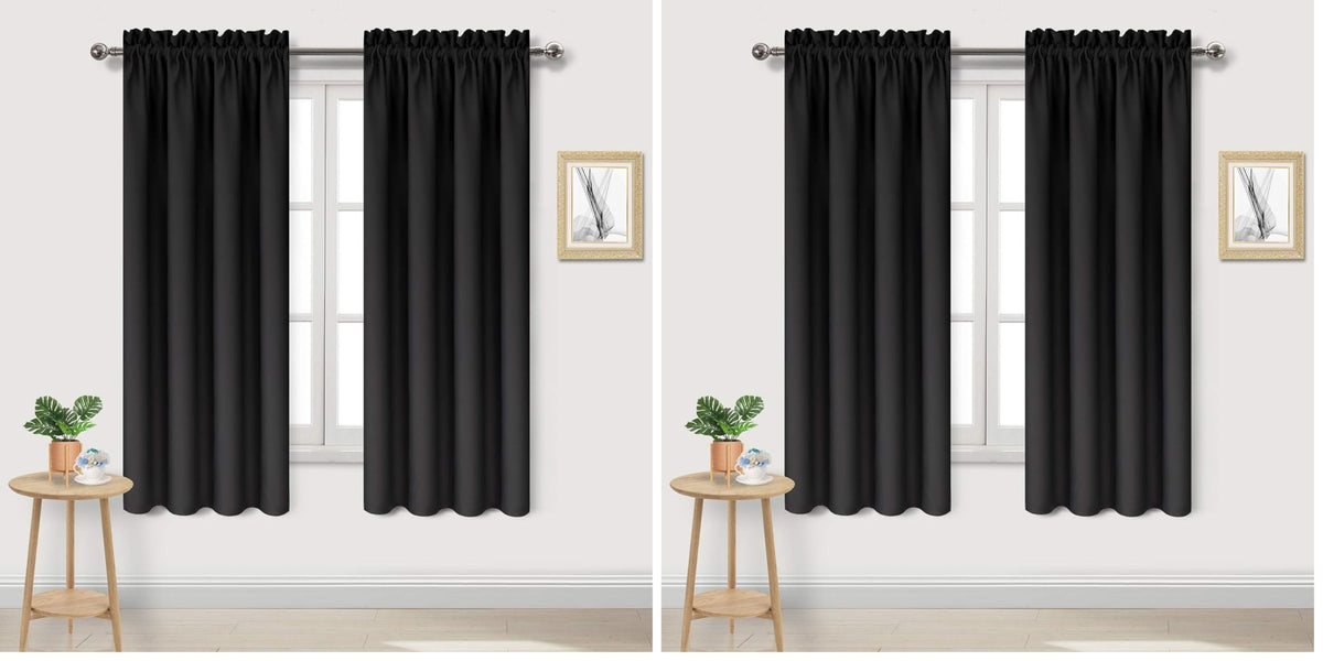 DWCN Blackout Curtains for Bedroom Living Room 42 x 63 Inch Long Black