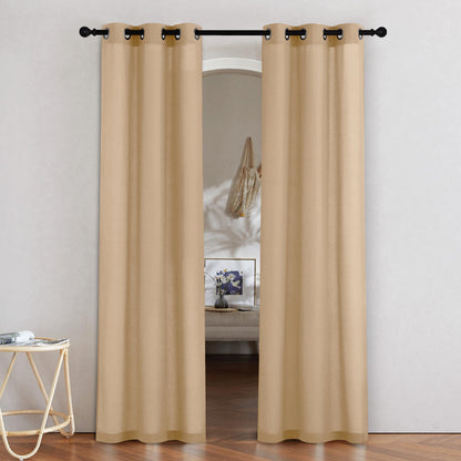NICETOWN Natural Linen Curtains 84 inch Long 2 Panels Set, Grommet Top Thick Linen Burlap Semi Sheer Vertical Drapes Privacy Assured with Light Filtering for Bedroom/Living Room, W55 x L84