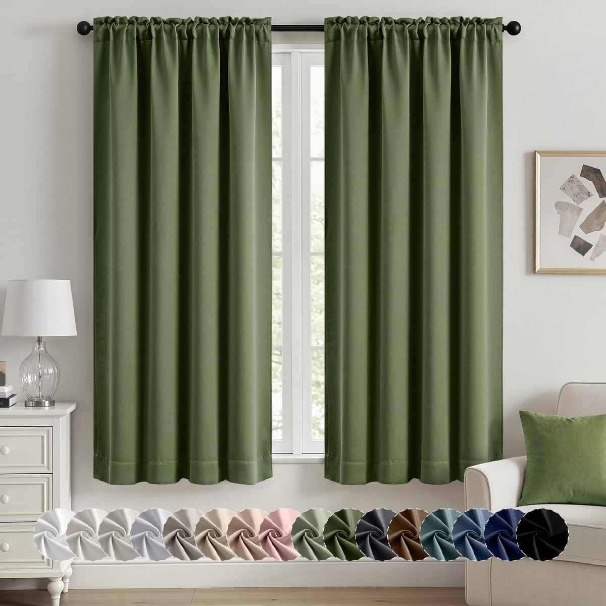 MIULEE Stone Blue Blackout Curtains for Bedroom Living Room 40"x63" 2 Panel