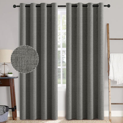 MIULEE 100% Blackout Linen Curtains for Bedroom 52x84 Inches Natural Beige