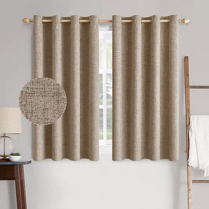 MIULEE 100% Blackout Linen Curtains for Bedroom 52x84 Inches Natural Beige