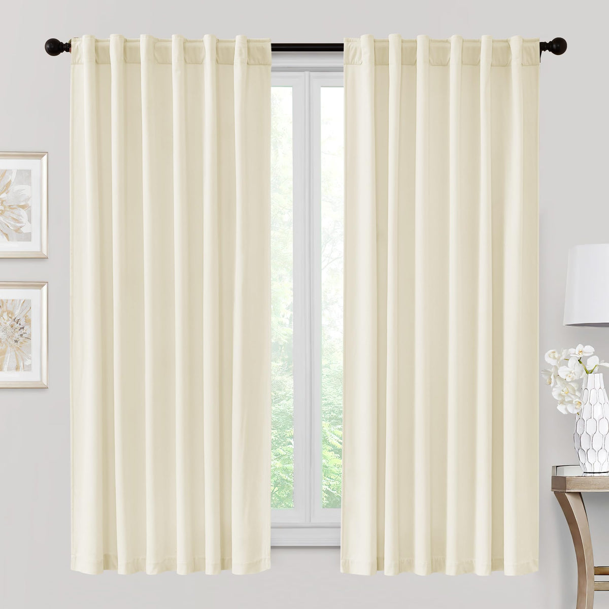 RYB HOME Blue Velvet Blackout Curtains for 84 inches Bedroom Living Room