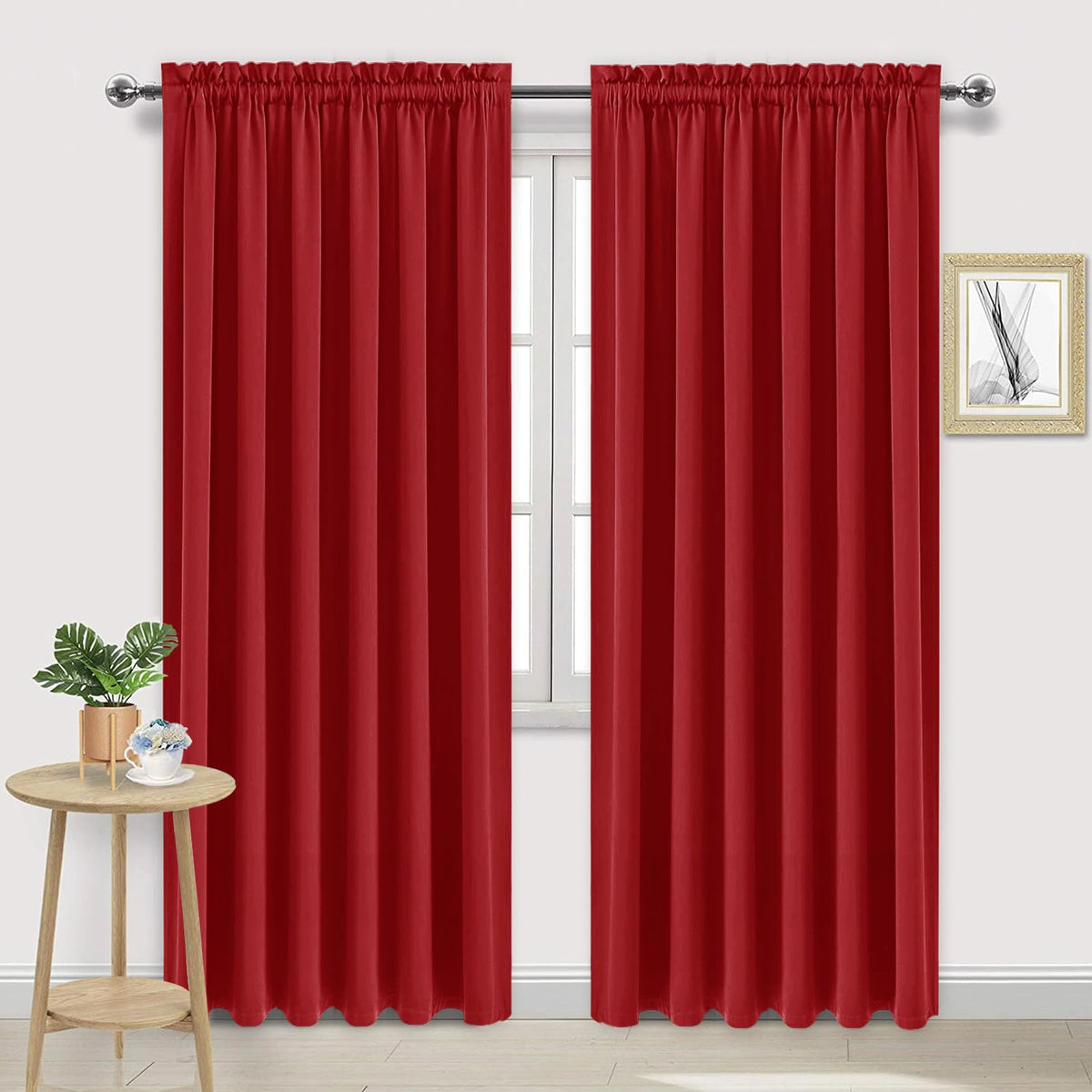 DWCN Blackout Curtains for Bedroom Living Room 42 x 63 Inch Long Black