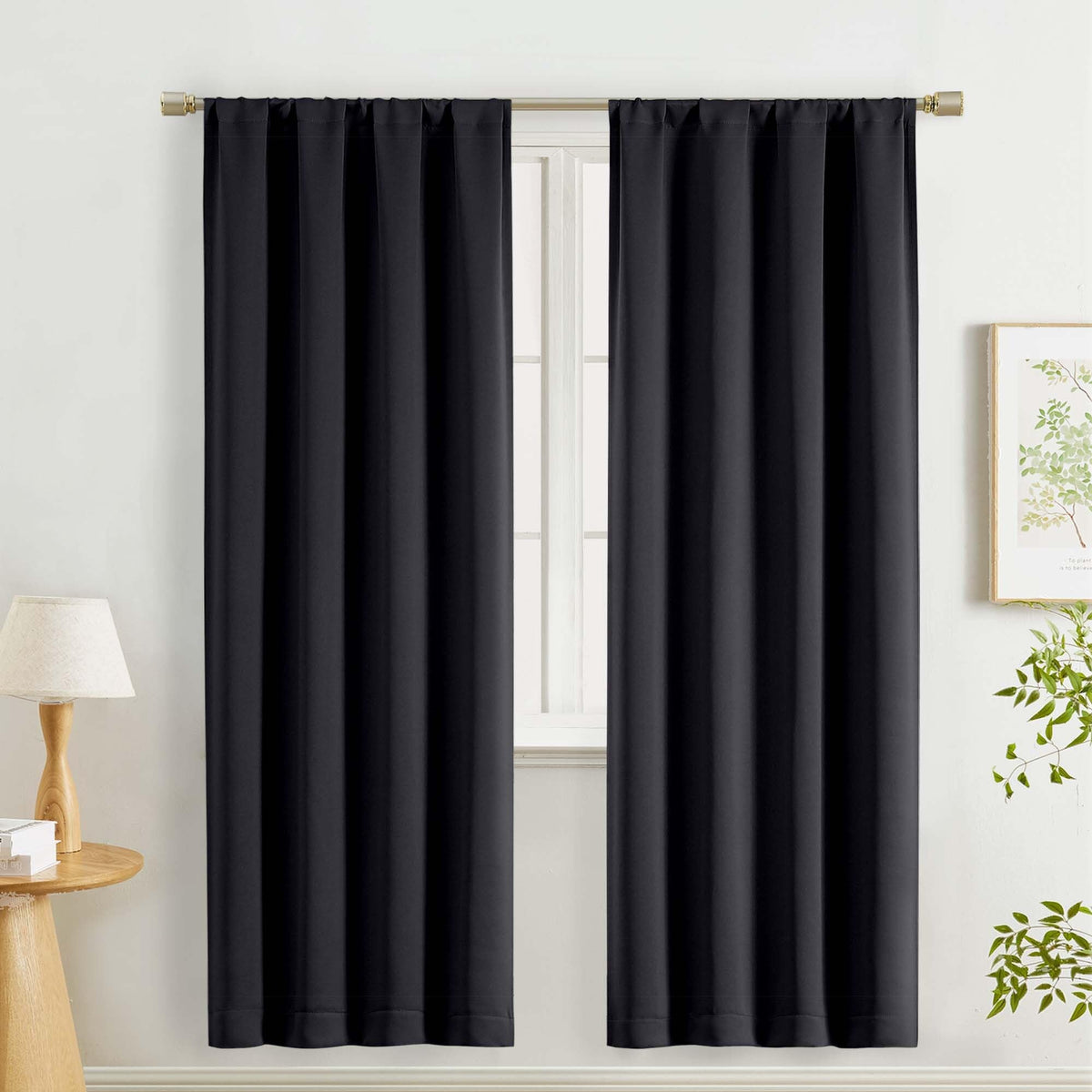 Lecloud Sage Green Room Darkening Curtains 54 Inch Length 2 Panels, Window Curtains for Bedroom, Energy Thermal Insulating Rod Pocket Curtain Drapes for Small Window, 40" W x 54" L