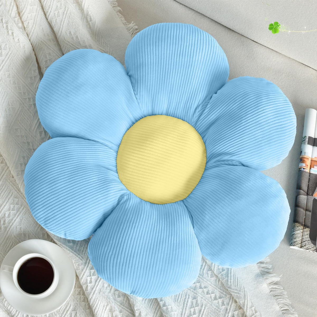 Flower Pillow,15.75" Daisy Pillow White Decorative Pillows