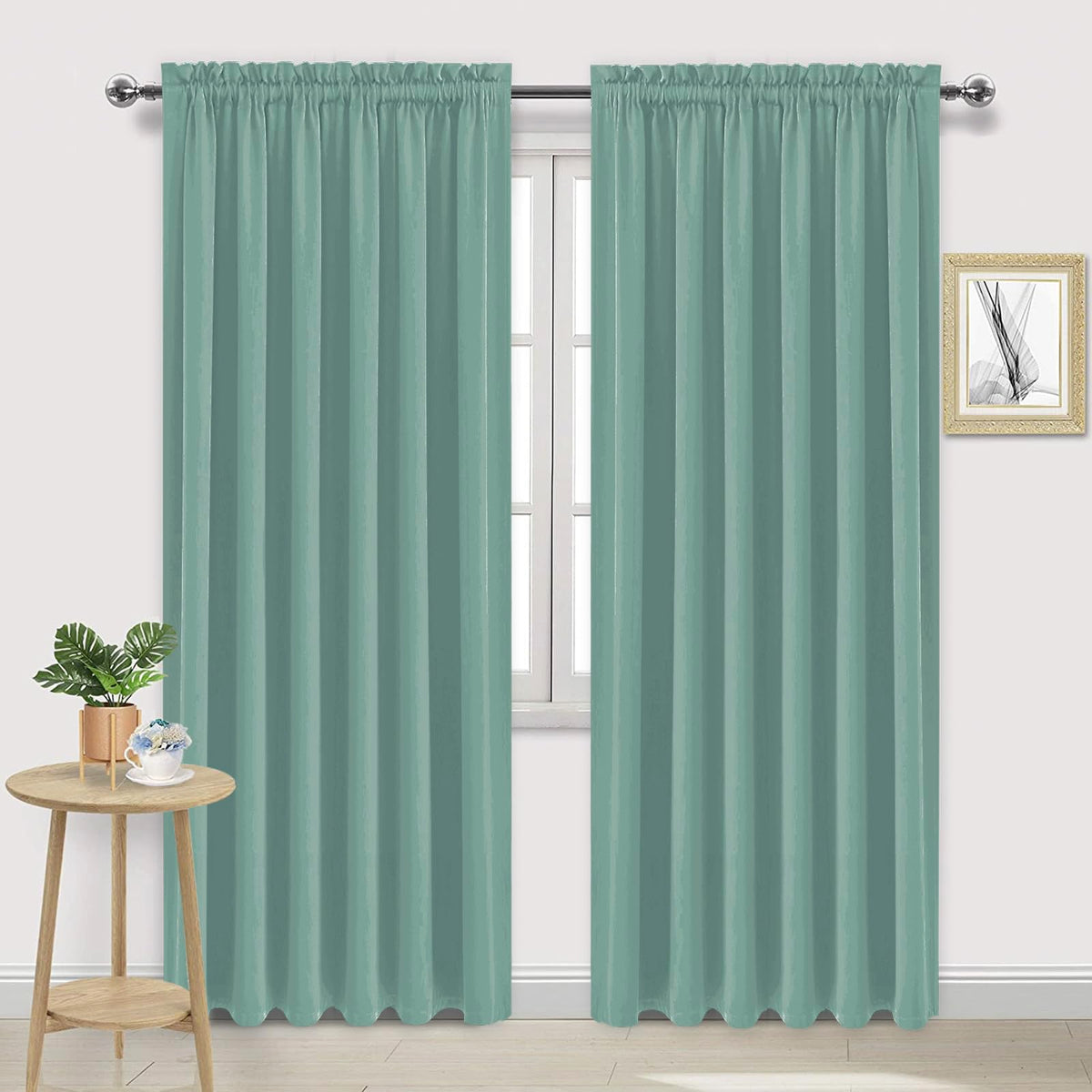 DWCN Blackout Curtains for Bedroom Living Room 42 x 63 Inch Long Black