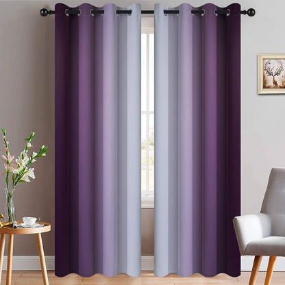Yakamok Ombre Curtains Blue and Greyish White for Living Room,52Wx84L