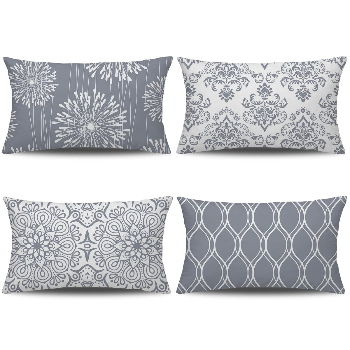 Coliuso Decorative Throw Pillow Covers 18x18 Set of 4, Blue Modern Simple Square Pillow Case Cushion Cover for Sofa Couch Farmhouse Outdoor Living Room (Blue, 18"x18")
