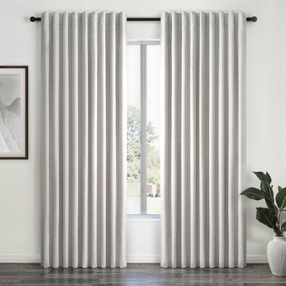 Topfinel Cream Ivory Blackout Curtains & Drapes 84 Inch Length, Beige Pinch Pleat Full Blackout Flax Linen Tab Top Soundproof Curtains with Hooks Rings for Bedroom Living Room Track 2 Panels Set