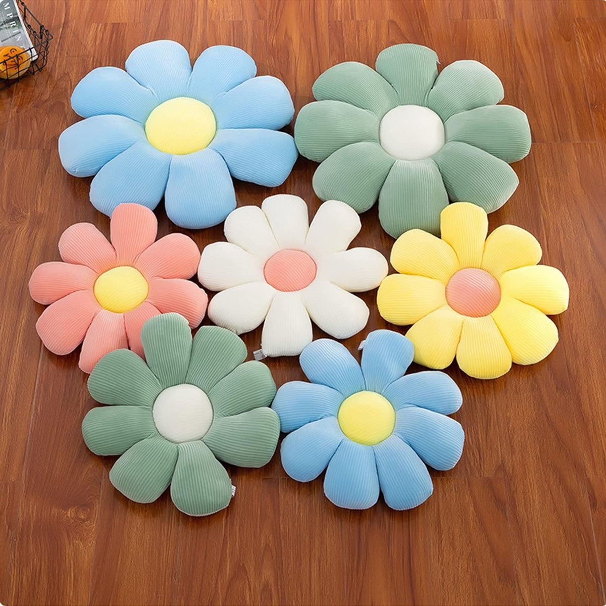 Flower Pillow, Flower Shaped Throw Pillow Floor Pillow Soft Seating Cushion Room Decor Plush Pillow for Bedroom, Sofa, Bed, Reading (15 inch, Green)