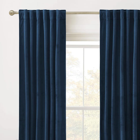 RYB HOME Blue Velvet Blackout Curtains for 84 inches Bedroom Living Room