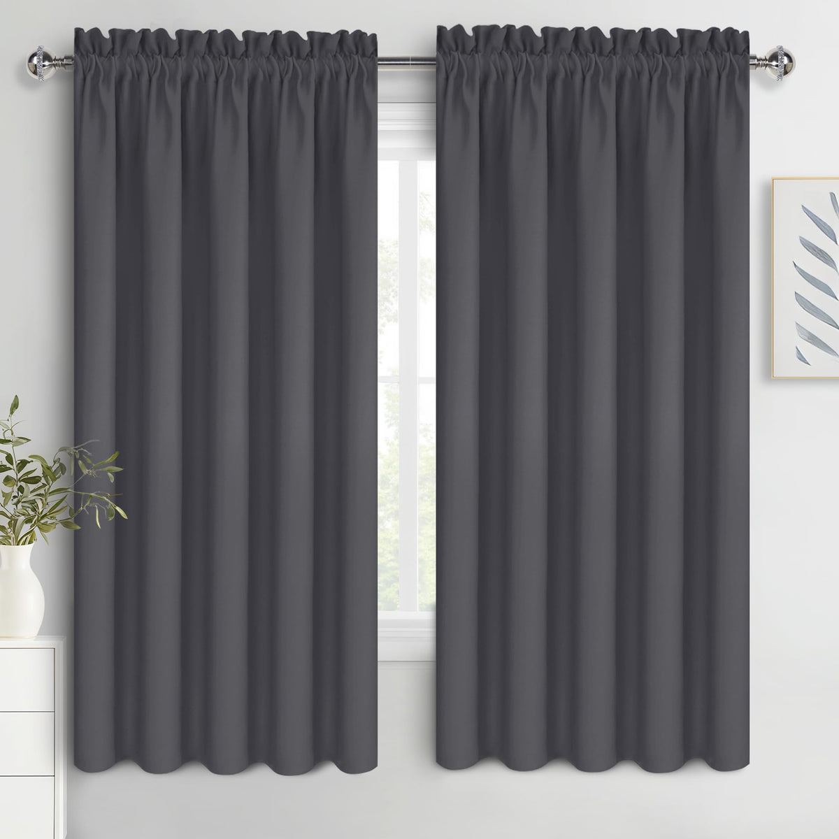 DWCN Blackout Curtains for Bedroom Living Room 42 x 63 Inch Long Black