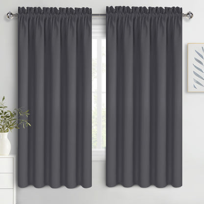 DWCN Blackout Curtains for Bedroom Living Room 42 x 63 Inch Long Black