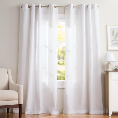 Exclusive Home Loha Linen Grommet Top Curtain Panel Pair, 84"x54", Winter White