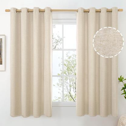 BGment Oatmeal Linen Curtains 84 Inch Length 2 Panels Set for Living Room