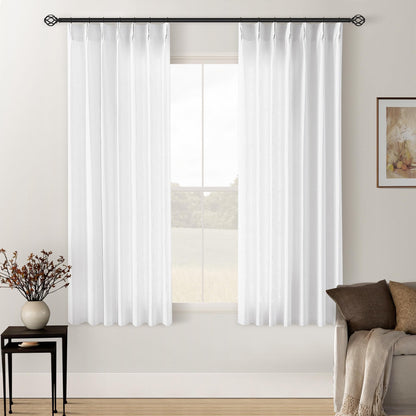 TWODRAPES Natural Pinch Pleated Linen Semi Sheer 84 Inch Curtains 2 Panels