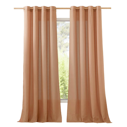 NICETOWN Natural Linen Curtains 84 inch Long 2 Panels Set, Grommet Top Thick Linen Burlap Semi Sheer Vertical Drapes Privacy Assured with Light Filtering for Bedroom/Living Room, W55 x L84