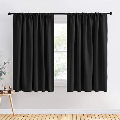 PONY DANCE Black Out Curtains 72 inch Long, Black, 2 Panels