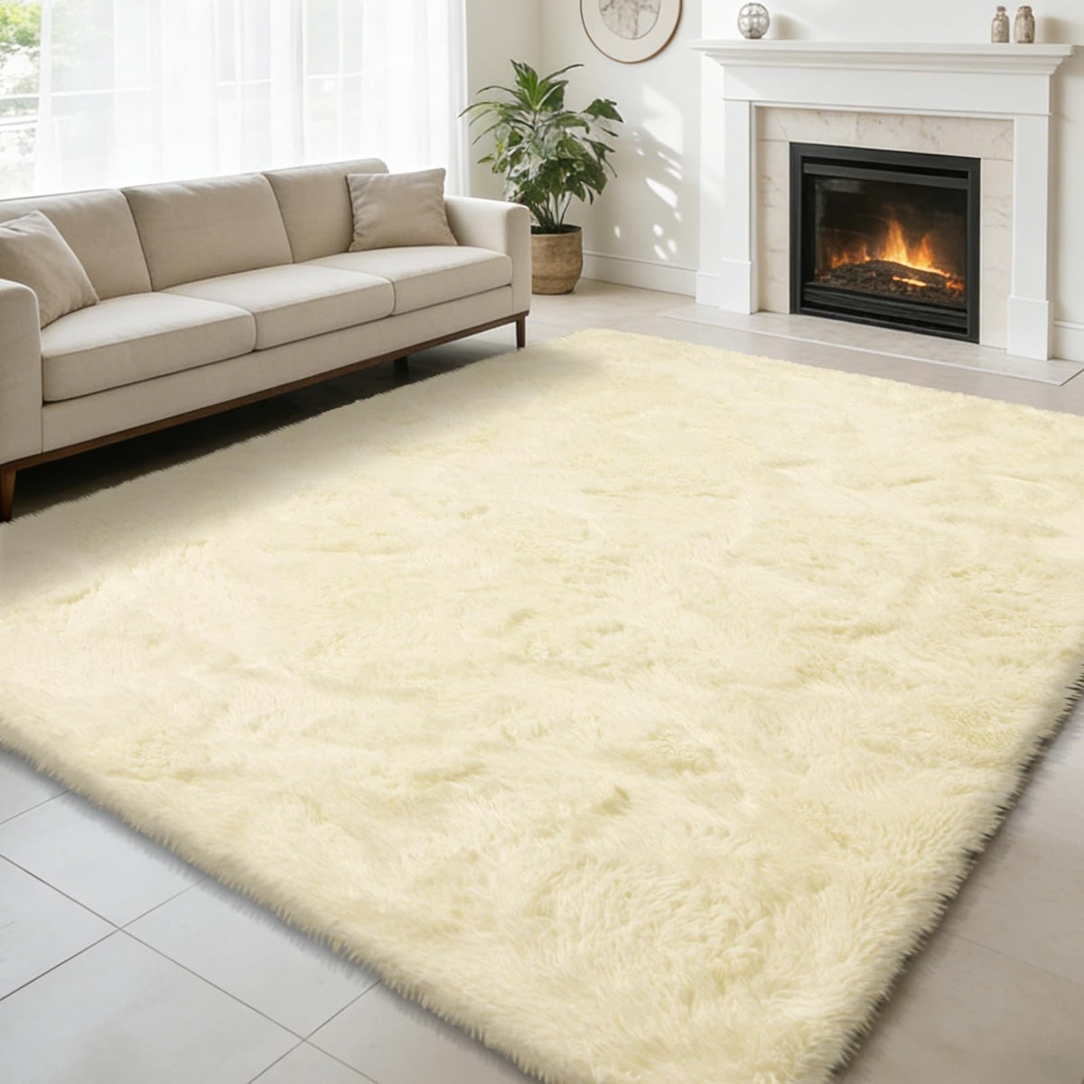 8x10 Fluffy Area Rugs for Living Room,Black Large Shag Area Rug for Bedroom