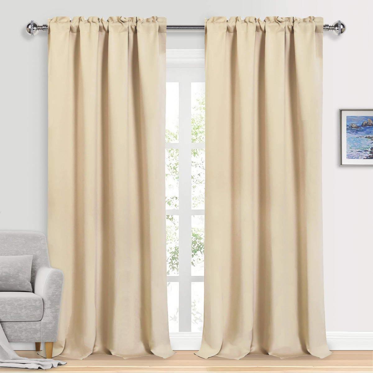 DWCN Blackout Curtains for Bedroom Living Room 42 x 63 Inch Long Black