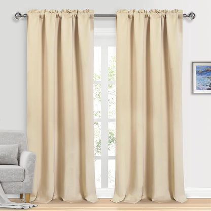 DWCN Blackout Curtains for Bedroom Living Room 42 x 63 Inch Long Black