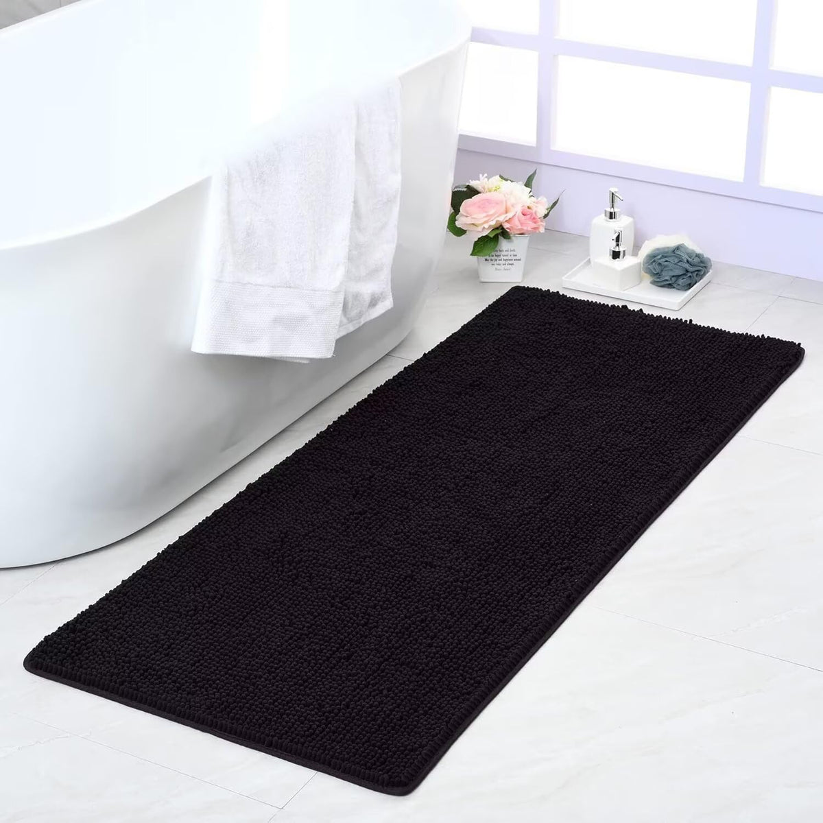 Noahas 2x6 Black Fluffy Soft Runner Rug Non-Slip for Bedroom Dorm Hallway
