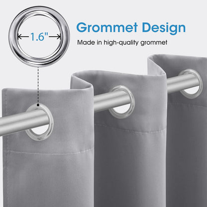 HOMEIDEAS Blackout Curtains for Bedroom 52 X 84 Inch Long 2 Panels Set Light Grey/Gray Room Darkening Curtains/Drapes, Soundproof Thermal Grommet Window Curtains for Living Room