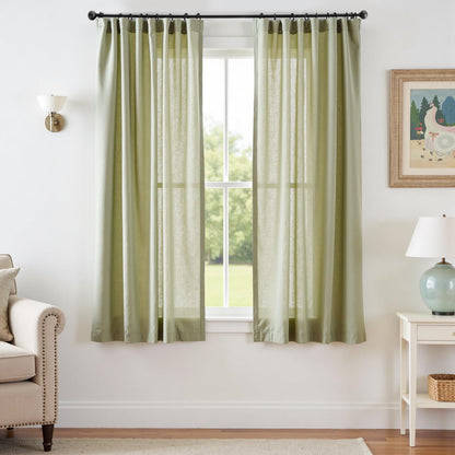 jinchan Linen Curtains Light Filtering Back Tab 50x96 Inch 2 Panels Beige