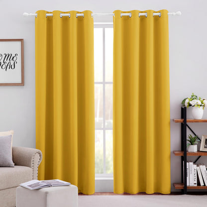 HOMEIDEAS Blackout Curtains for Bedroom 52 X 84 Inch Long 2 Panels Set Light Grey/Gray Room Darkening Curtains/Drapes, Soundproof Thermal Grommet Window Curtains for Living Room