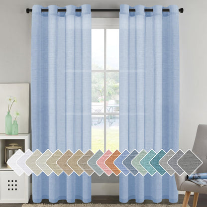H.VERSAILTEX Natural Linen Sheer Curtains 84" 2 Panels Grommet