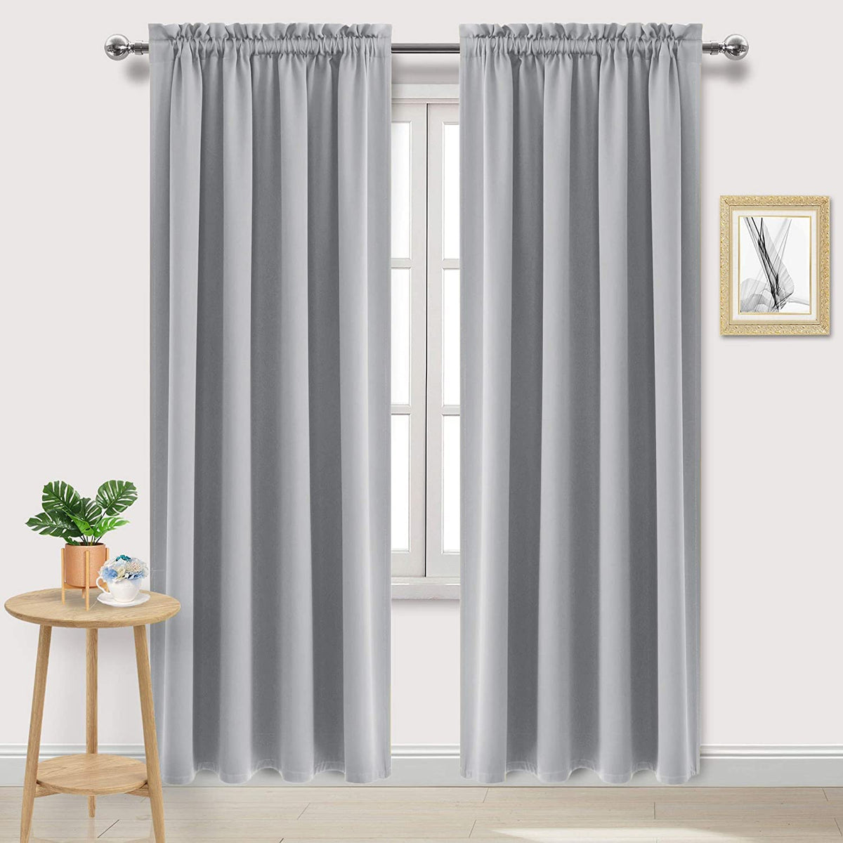 DWCN Blackout Curtains for Bedroom Living Room 42 x 63 Inch Long Black