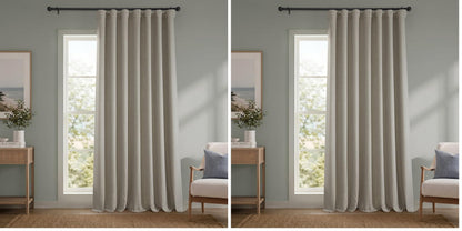 Faux Linen Curtains for Living Room (1 Panel) - 50W X 108L, Birch Taupe