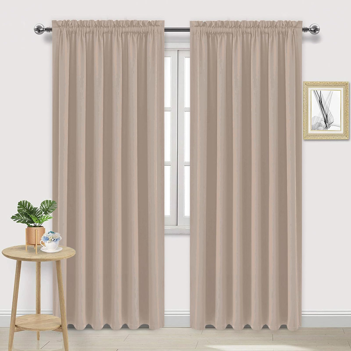 DWCN Blackout Curtains for Bedroom Living Room 42 x 63 Inch Long Black