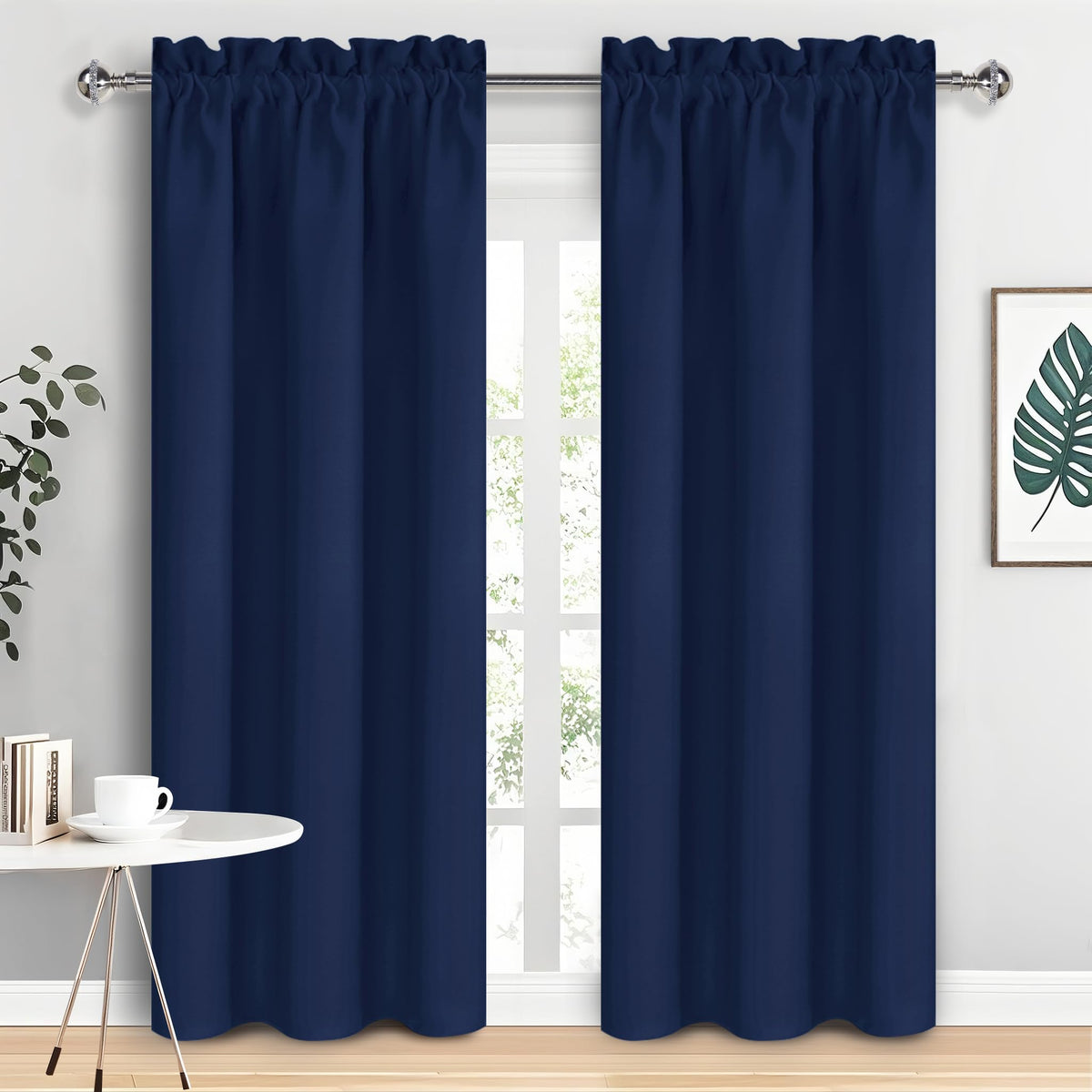 DWCN Blackout Curtains for Bedroom Living Room 42 x 63 Inch Long Black