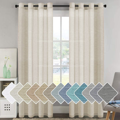 H.VERSAILTEX Natural Linen Sheer Curtains 84" 2 Panels Grommet