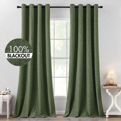 MIULEE 100% Blackout Linen Curtains for Bedroom 52x84 Inches Natural Beige