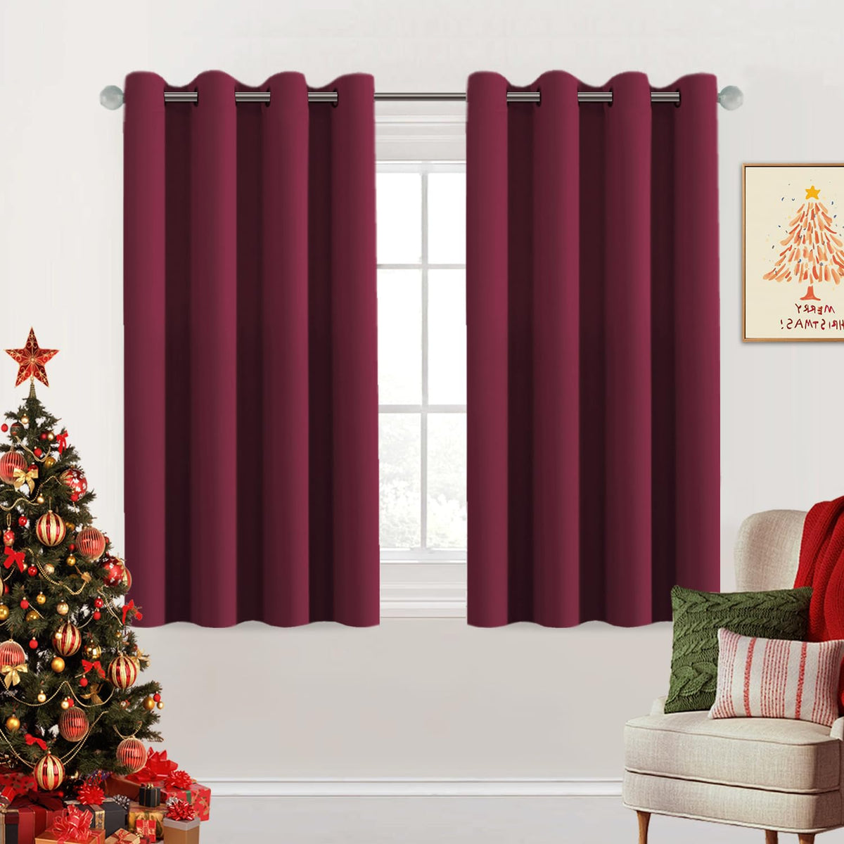 H.VERSAILTEX Blackout Curtains for Bedroom Thermal Insulated Room Darkening Living Room Curtains 63 Inch Long Grommet Privacy Protection Window Curtain Panels/Drapes for Nursery,2 Panels,Ivory/Cream
