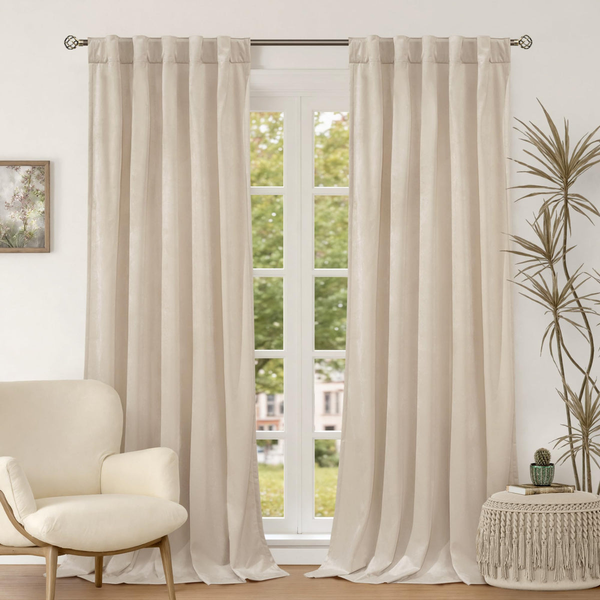 BGment Olive Green Velvet Blackout Curtains 52 x 84 Inch Length, 2 Panels