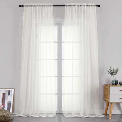 Simplebrand Black Sheer Curtains 84 Inches Long 2 Panels for Living Room