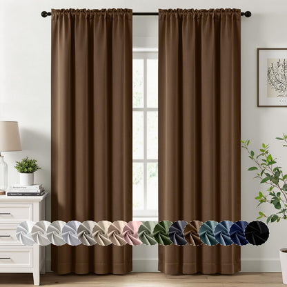 MIULEE Stone Blue Blackout Curtains for Bedroom Living Room 40"x63" 2 Panel