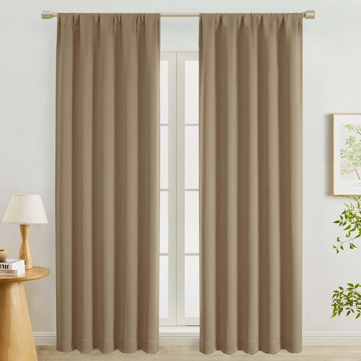 Lecloud Sage Green Room Darkening Curtains 54 Inch Length 2 Panels, Window Curtains for Bedroom, Energy Thermal Insulating Rod Pocket Curtain Drapes for Small Window, 40" W x 54" L