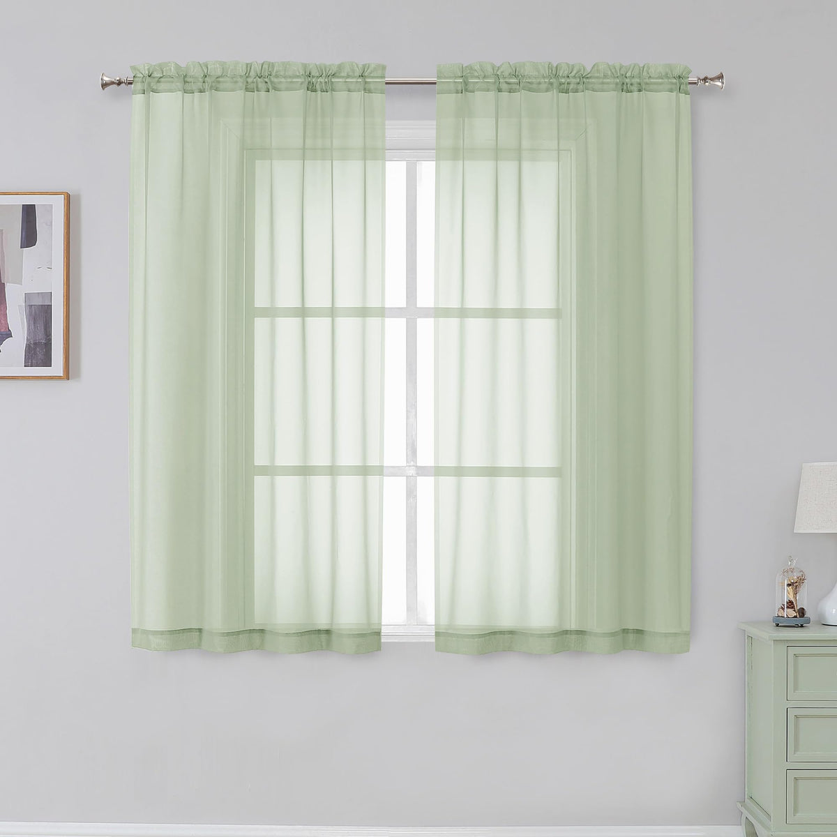 Simplebrand Black Sheer Curtains 84 Inches Long 2 Panels for Living Room