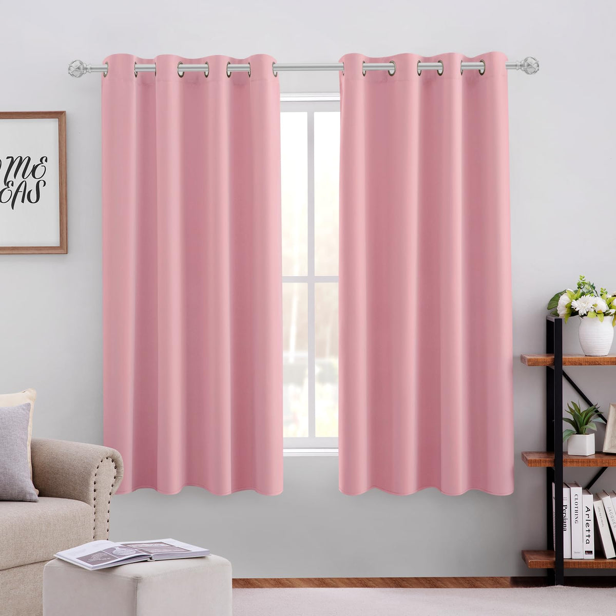 HOMEIDEAS Blackout Curtains for Bedroom 52 X 84 Inch Long 2 Panels Set Light Grey/Gray Room Darkening Curtains/Drapes, Soundproof Thermal Grommet Window Curtains for Living Room